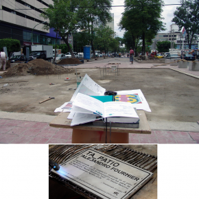“Ta_patio”, proceso de construcción, supervisión, detalle de placa ficha técnica de obra, Paseo Chapultepec, Alejandro Fournier, 2009-2011